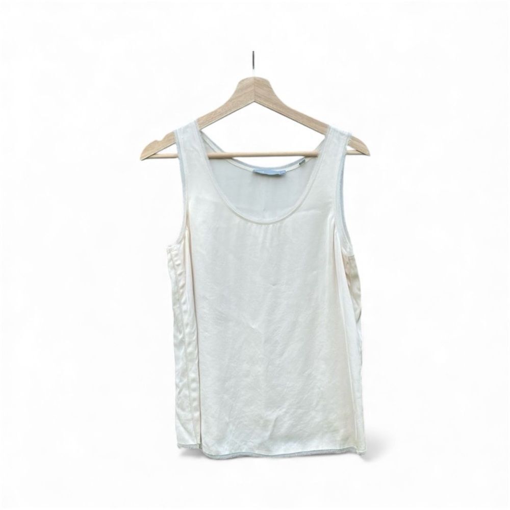 Vince Ivory Satin Tank Top Quiet Luxury Minimalist Capsule Wardrobe XS